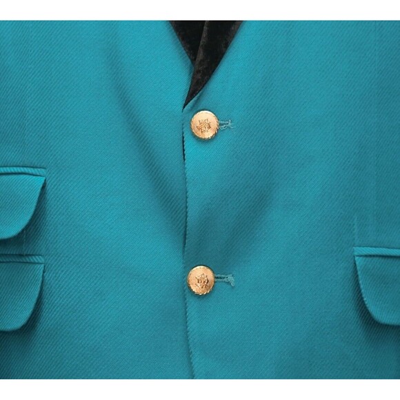 Mens Blazer Turquoise Wool Velvet Formal Tuxedo Jacket Wedding Sport Coat 44R - Picture 6 of 8